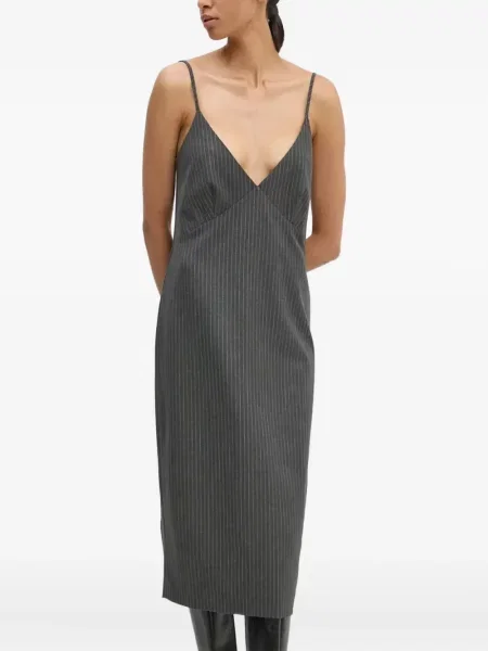Prugasta odgovarati haljina Day Birger Et Mikkelsen s V-izrezom siva