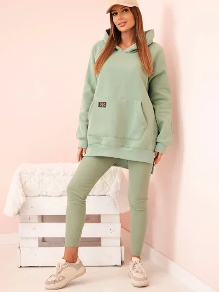 Bluza z kapturem Polski z wysoką talią z kapturem zielona