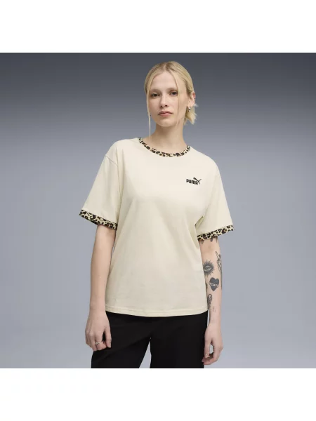 Luźna koszulka Essential ze zwierzęcym nadrukiem PUMA biała