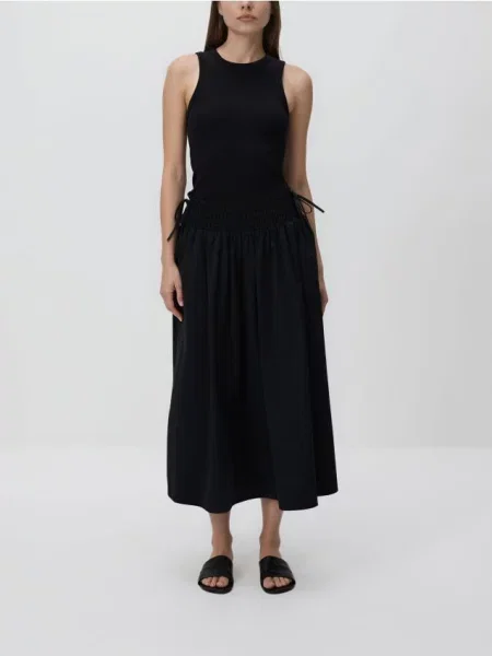 Reserved Fustă midi cu cordon decorativ negru