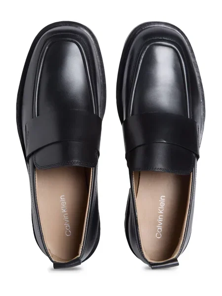 Calvin Klein bőr mokaszin SQ RUBBER LOAFER fekete