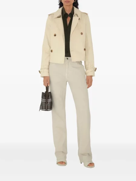 Geantă bucket Burberry în carouri maro