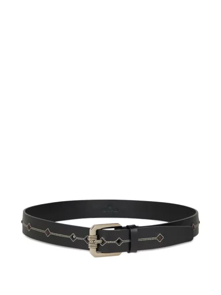 Curea Etro cu broderie din piele negru