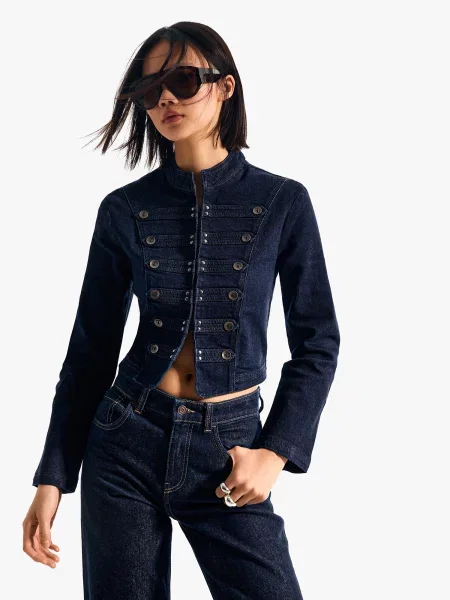 Bershka Geacă de primăvară-toamnă bleumarin
