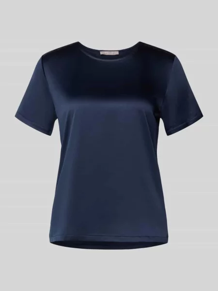 Bluzka o kroju regular fit z satyny Christian Berg Woman Selection granatowa