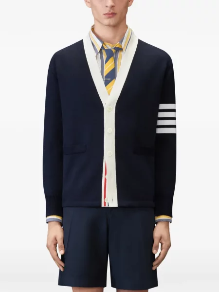 Dzianinowy kardigan Thom Browne niebieski