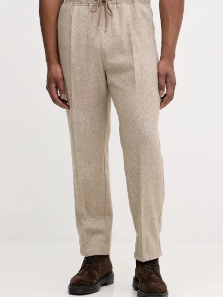 United Colors of Benetton pantaloni cu lână pantaloni drepti pentru bărbați bej