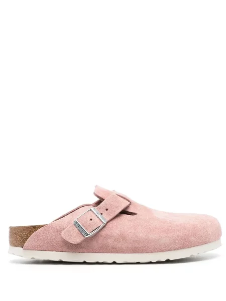 Saboți Birkenstock din piele de căprioară roz