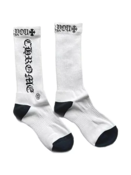 Șosete Chrome Hearts tricotate cu motiv cu inimi cu autograf alb