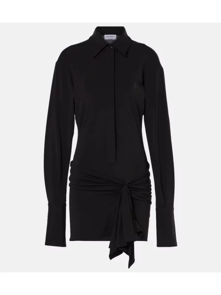 Rochie tip cămașă The Attico din jerseu drapată de costum negru