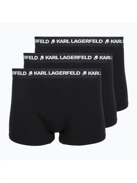 Boxeri pentru bărbați KARL LAGERFELD Logo Trunk 3 perechi black negru