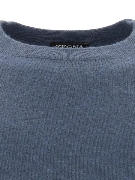 Кашмирен пуловер Zegna с кръгло деколте синьо