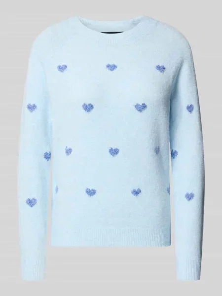 Sweter z miękką dzianinową fakturą Vero Moda niebieski