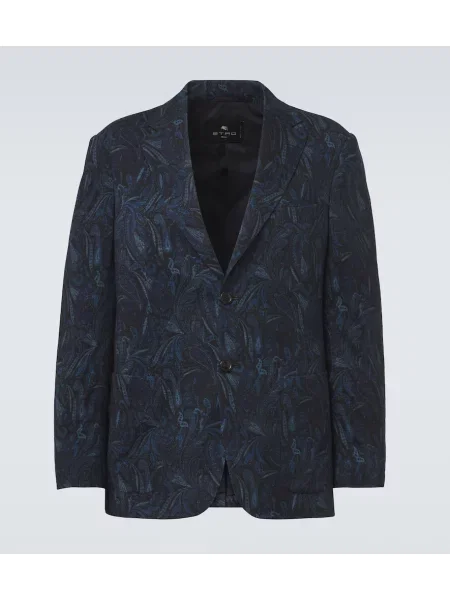 Sacou Etro de lână cu model paisley albastru