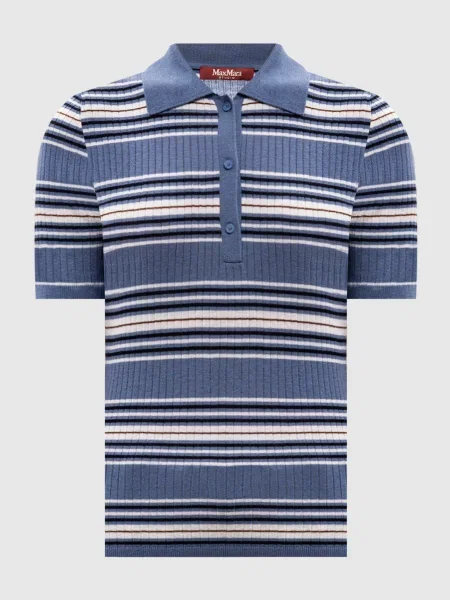 Топ TALLERO із шовку та вовни в смужку Max Mara блакитний