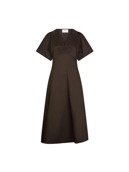 Sukienka Neo Noir popelinowa garniturowa brązowa