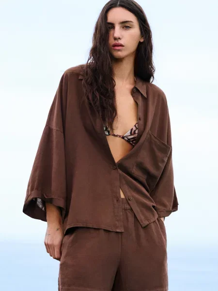 Pull&Bear Bluza PACIFIC' rjava