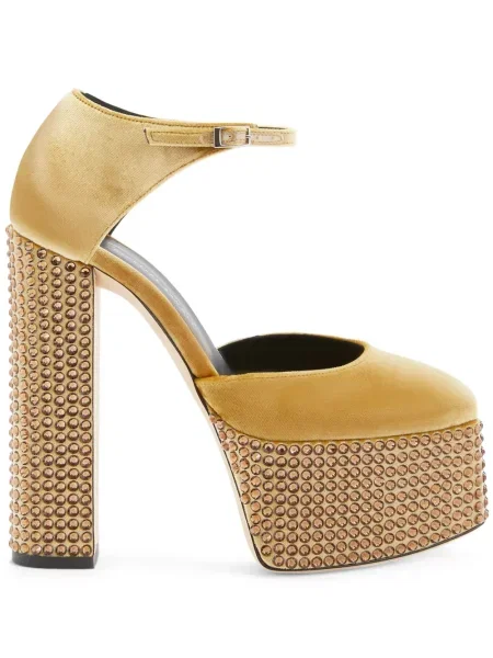 Pantofi cu toc Giuseppe Zanotti de catifea auriu