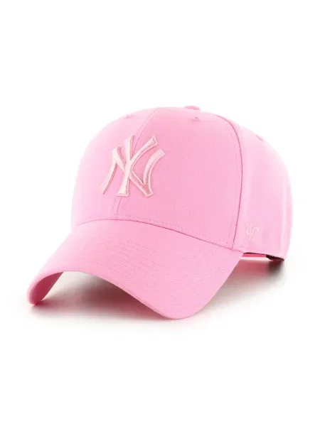 Шапка с козирка с вълна 47 brand MLB New York Yankees розово