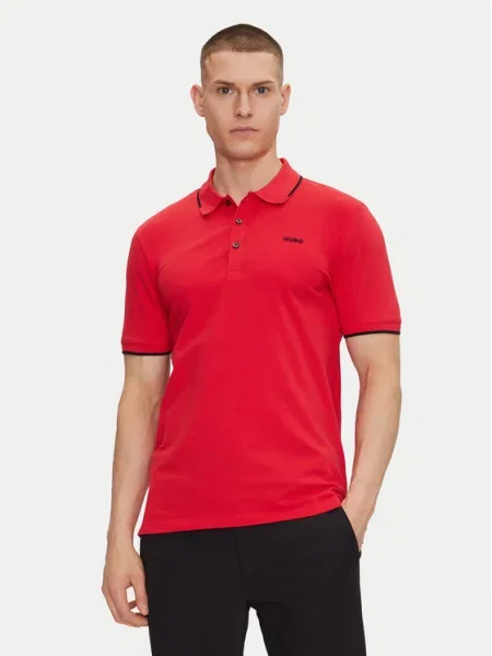HUGO Tricou polo roșu
