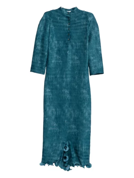 Sukienka midi Fendi z falbankami do kolan garniturowa niebieska