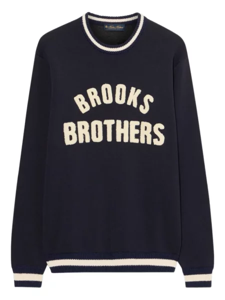 Žebrovaná mikina Brooks Brothers s výšivkou černá