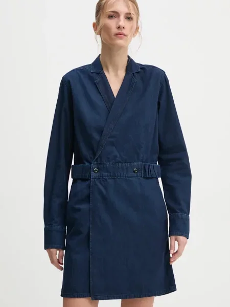 Дънкова рокля G-Star Raw къса разкроена тъмносиньо