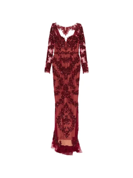 Rochie Zuhair Murad din dantelă cu mărgele roșu