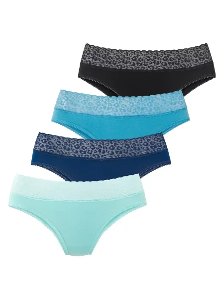 LASCANA Slip bleumarin / azur / verde mentă negru