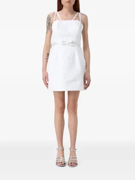 Cu centură rochie mini Elisabetta Franchi din jacard alb
