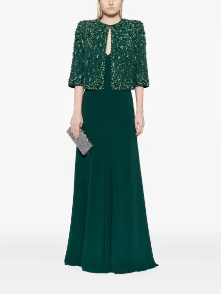 Kurtka Jenny Packham z koralikami o krotszym kroju zielona