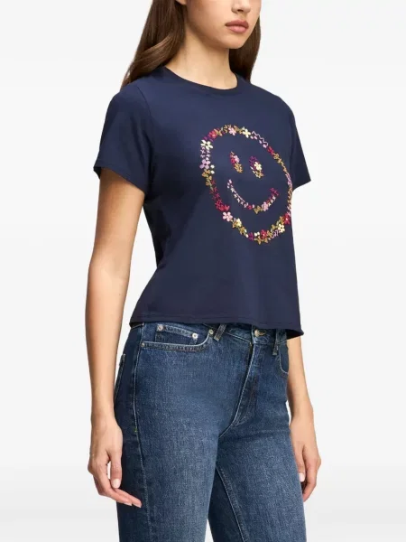 Tricou Cinq A Sept cu broderie albastru