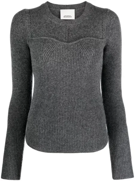 Pulover Isabel Marant cu decolteu rotund gri