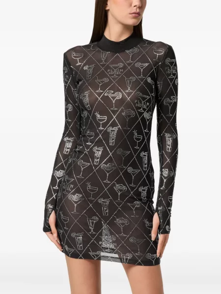 Rochie mini Philipp Plein de cristal de costum negru