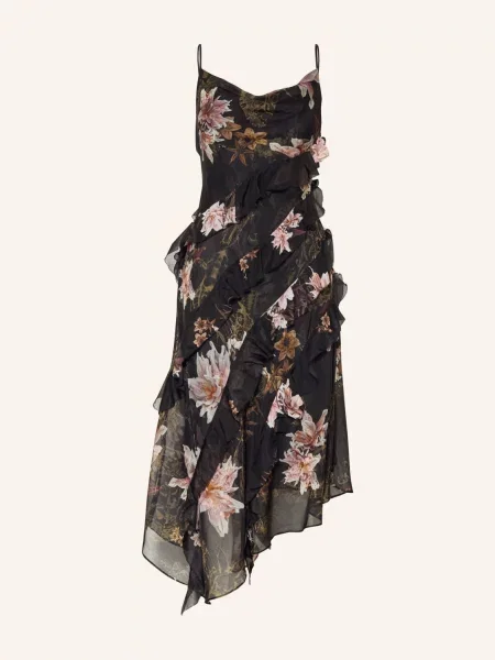 Allsaints Šaty S Volánky / světle růžová / růžová černá