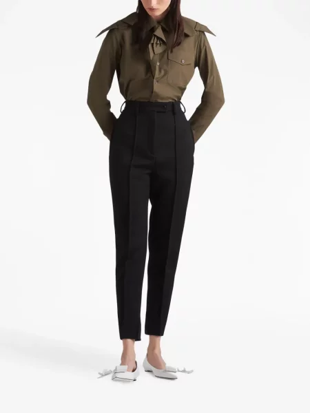 Cămașă Prada cu model floral din poplin verde
