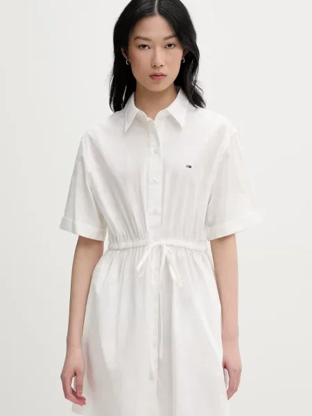 Tommy Jeans rochie tip cămașă din bej