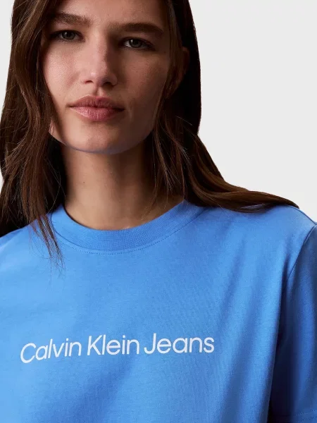 Класична футболка Calvin Klein Jeans з лого блакитна
