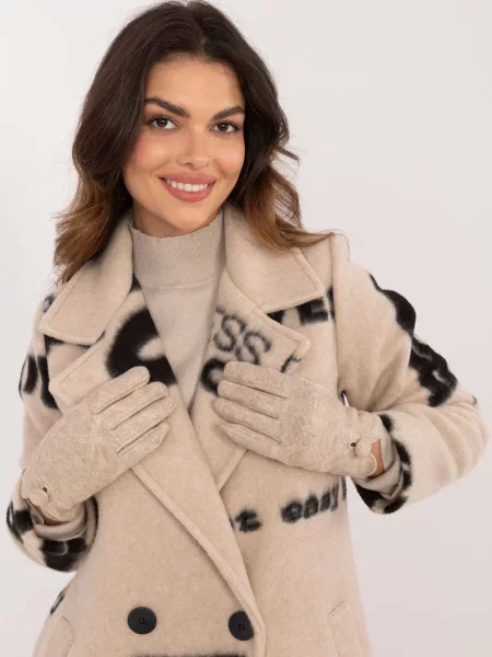 Rękawiczki Wool Fashion Italia beżowe