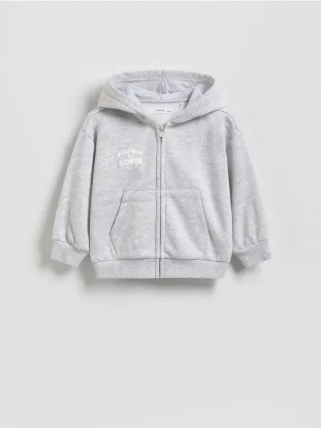 Reserved Rozpinana bluza z nadrukiem na plecach jasnoszary