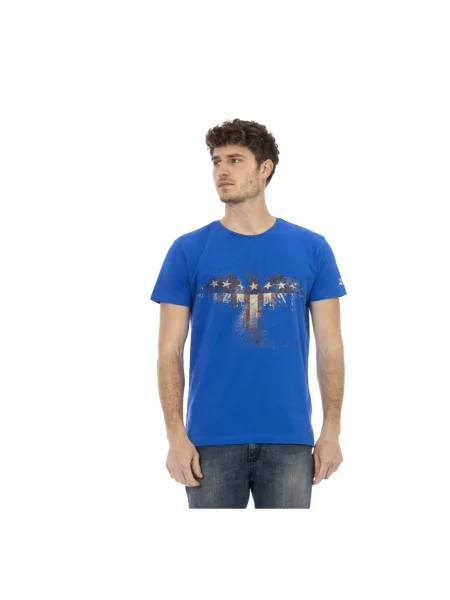 Koszulka Trussardi z okrągłym dekoltem casual niebieska