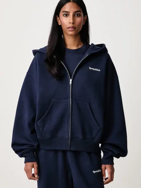 Sporty & Rich Serif Logo hanorac cu și glugă din pentru femei