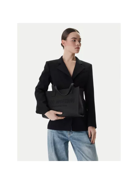 Lniana torebka Love Moschino czarna