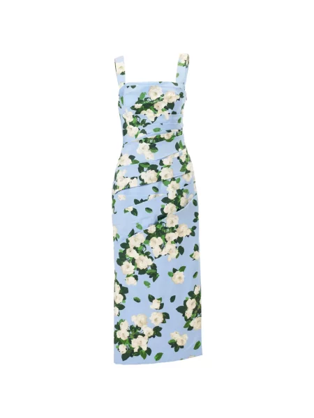 Rochie midi Carolina Herrera cu imagine drapată albastru