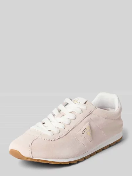 Sneakersy ze skóry z detalami z logo model Guess różowe