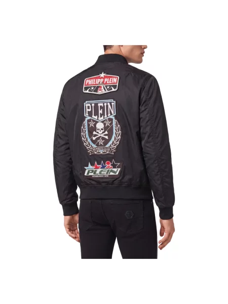 Kurtka bomber Philipp Plein z łatami czarny