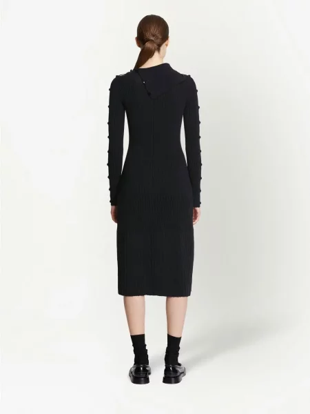 Oblekové žebrované midi šaty Proenza Schouler po kolena černé