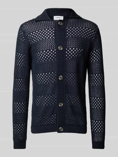 Kardigan z ażurowym wzorem model ‘Crochet’ Lindbergh granatowy