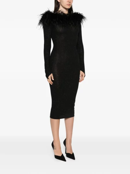 Rochie midi Alessandro Legora cu pene negru