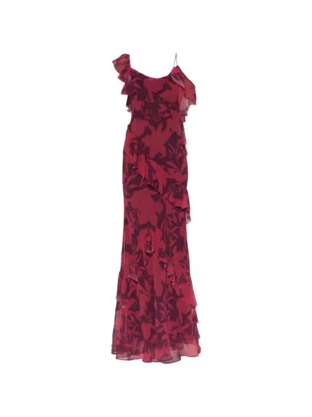 Rochie maxi Self-portrait cu model floral cu imagine roșu